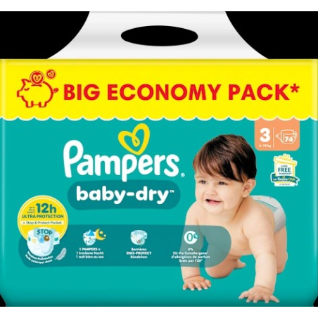 Windeln Baby Dry Gr.3 Midi (6-10 kg), BigPack, 74 St