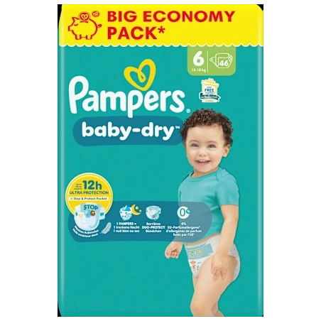 Windeln Baby Dry Gr.6 Extra Large (13-18 kg), Big Pack, 46 St