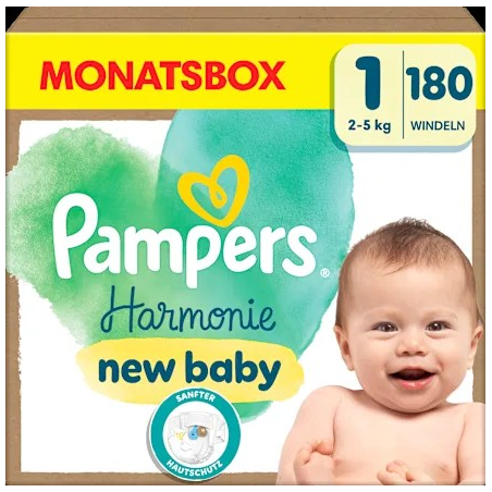 Windeln Harmonie Gr.1 new baby (2-5 kg), Monatsbox, 180 St