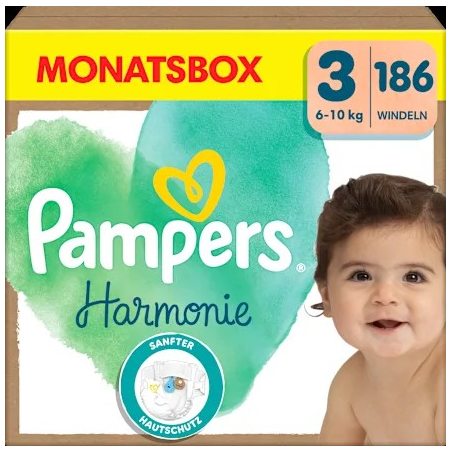 Windeln Harmonie Gr.3 Midi (6-10 kg), Monatsbox, 186 St