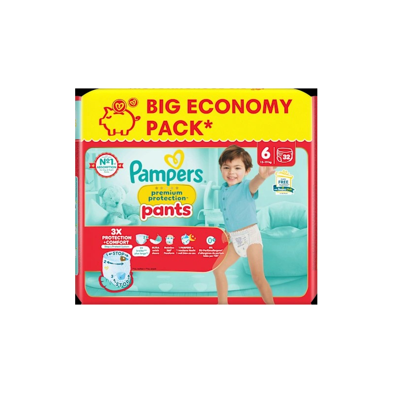 Baby Pants Premium Protection Gr.6 XL (13-19kg), Big Pack, 32 St