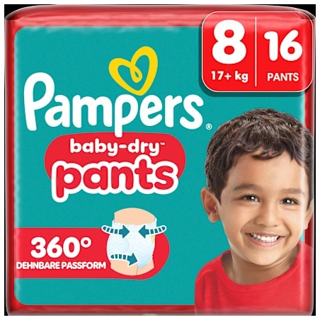 Baby Pants Baby Dry Gr.8 Extra Large (17+ kg), 16 St