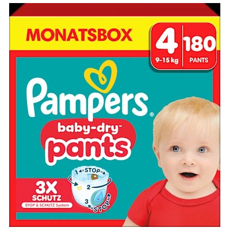 Baby Pants Baby Dry Gr.4 Maxi (9-15 kg), Monatsbox, 180 St