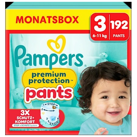 Baby Pants Premium Protection Gr. 3 (6-11 kg) , Monatsbox, 192 St