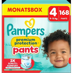 Windeln Premium Protection Pants Gr.4 Maxi (9-15k g), Monatsbox, 168 St